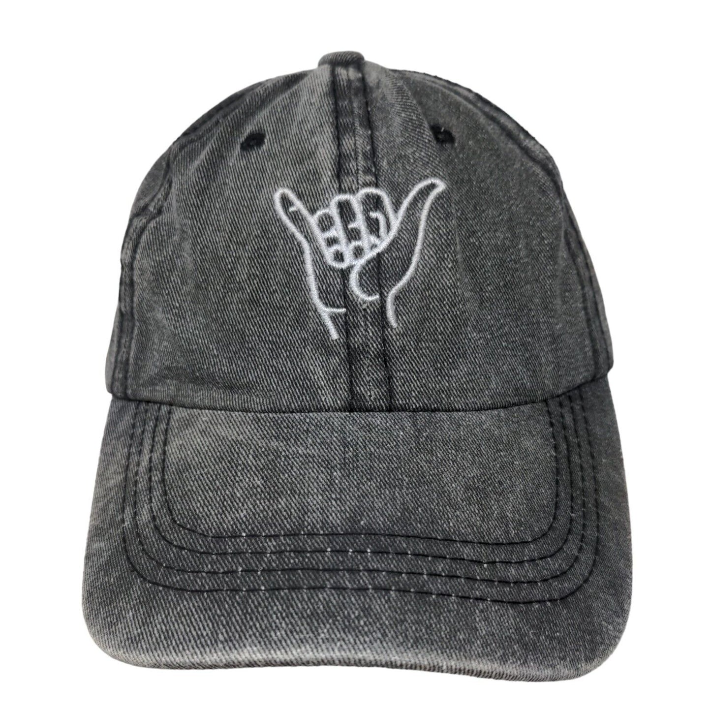 Shaka Sign Slideback Hat Gray One Size Embroidered Adjustable 6 Panel