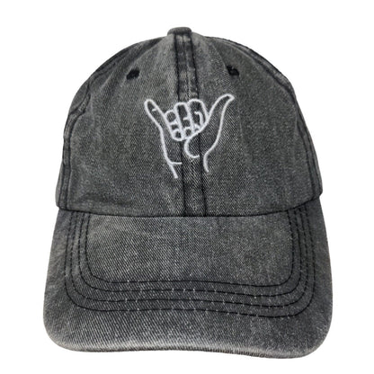 Shaka Sign Slideback Hat Gray One Size Embroidered Adjustable 6 Panel