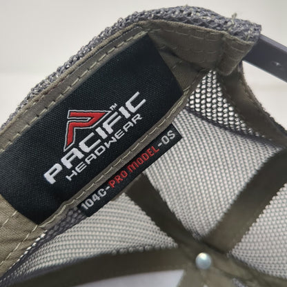 Pacific Headwear Trucker Hat Black One Size Snapback Mesh Leather Patch Logo