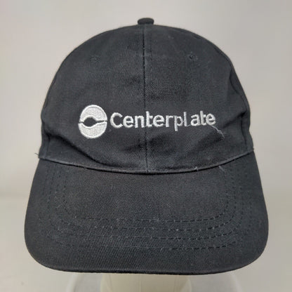 Centerplate Strapback Hat Black One Size Adjustable Embroidered 6 Panel