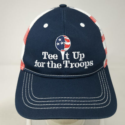 Cap America Baseball Cap Blue OSFM Tee It Up for the Troops American Flag Hat