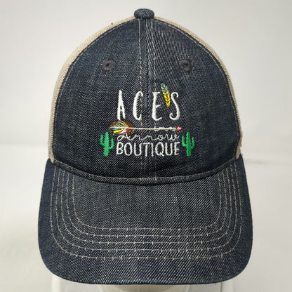 Outdoor Baseball Cap Blue One Size Mesh Back Denim Strapback Boutique Arrow Hat