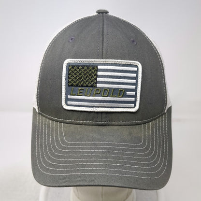Richardson Trucker Hat Gray One Size Leupold American Flag Patch Mesh Snapback