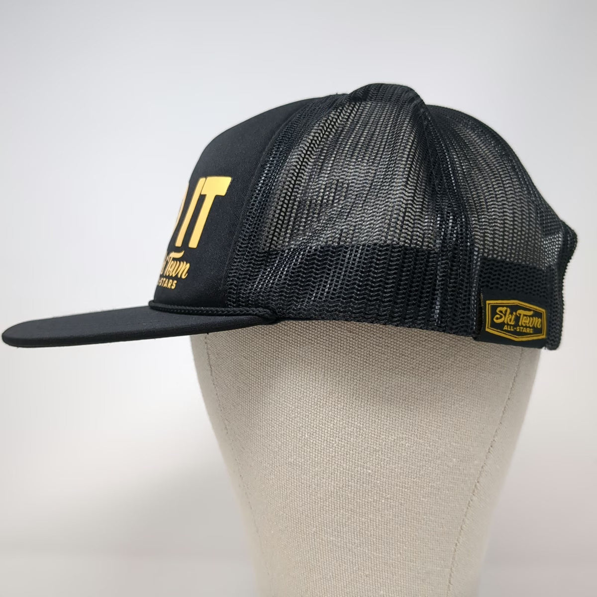 Richardson Trucker Hat Black One Size Send It Ski Town All-Stars Yellow Rope