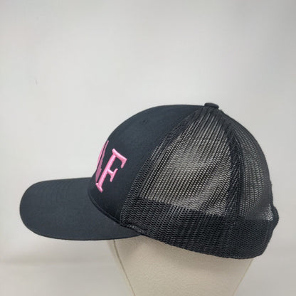 Golf Snapback Mesh Back Trucker Hat Black One Size Embroidered 6 Panel