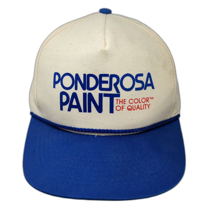 Mohr's Ponderosa Paint 5 Panel White Blue Snapback Hat One Size Braided Rope
