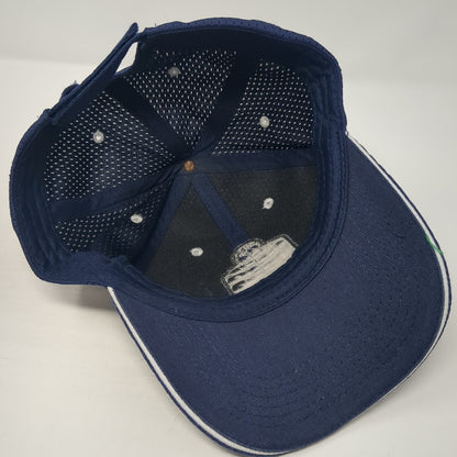 Pow Wow Strapback Hat Blue One Size Adjustable Solid 6 Panel Outdoor