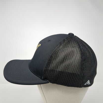 Old English K Fitted Trucker Hat Black 7 3/8-8 Mesh Back Pacific Headwear