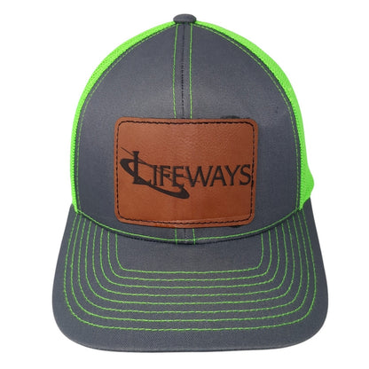 Lifeways Leather Patch Snapback Trucker Hat Multi One Size Mesh Back