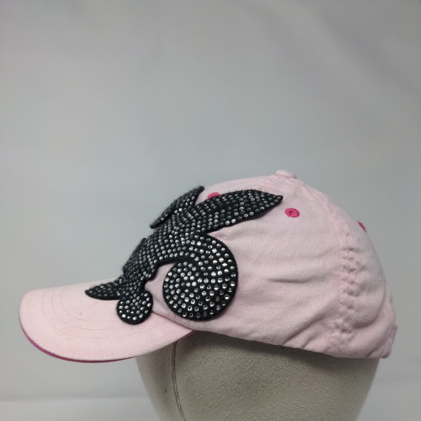 Fleur-de-lis Bejeweled Strapback Hat Pink 54cm Adjustable 6 Panel Cotton