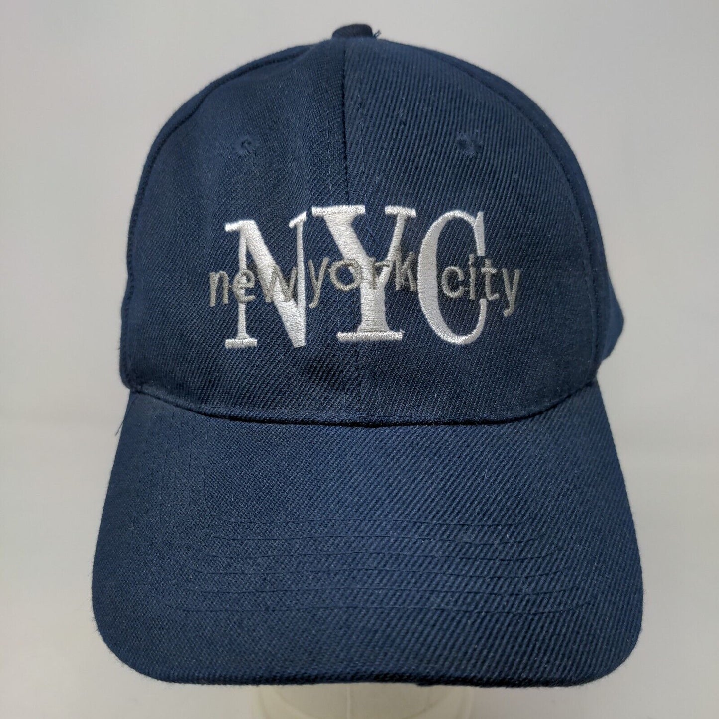 Unbranded Men's Strapback Hat Blue Embroidered New York City Logo Wool Blend