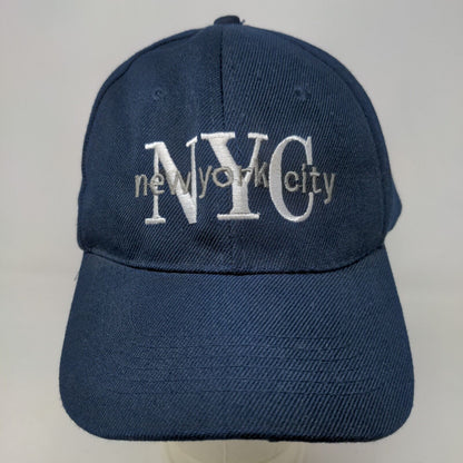 Unbranded Men's Strapback Hat Blue Embroidered New York City Logo Wool Blend