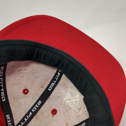 A&Z 210 Fitted Hat Red 6 7/8-7 1/4 Embroidered Vented Holes 6 Panel