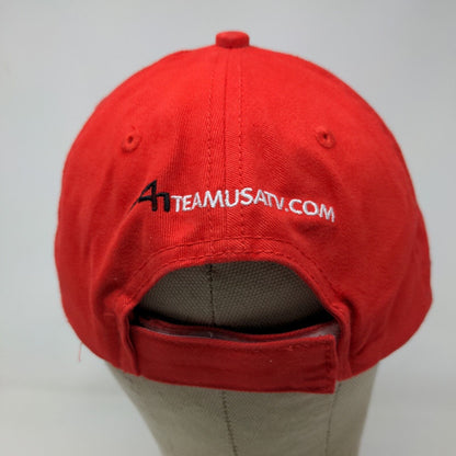 A Team USA TV Men's Strapback Hat Red Embroidered Logo Adjustable