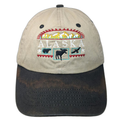 Alaska Wildlife Moose Bear Eagle Baseball Cap Beige One Size Slideback Hat