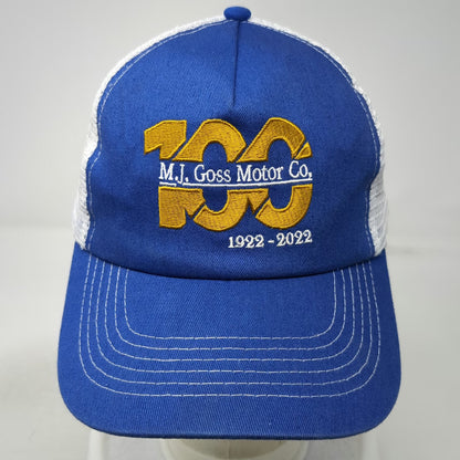 Hit Wear Trucker Hat Blue Gold White One Size M.J. Goss Motor Co 100 Anniversary