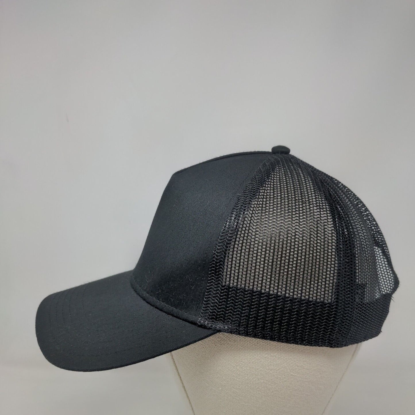 Otto Snapback Mesh Back Trucker Hat Black OSFM Adjustable Solid Blank
