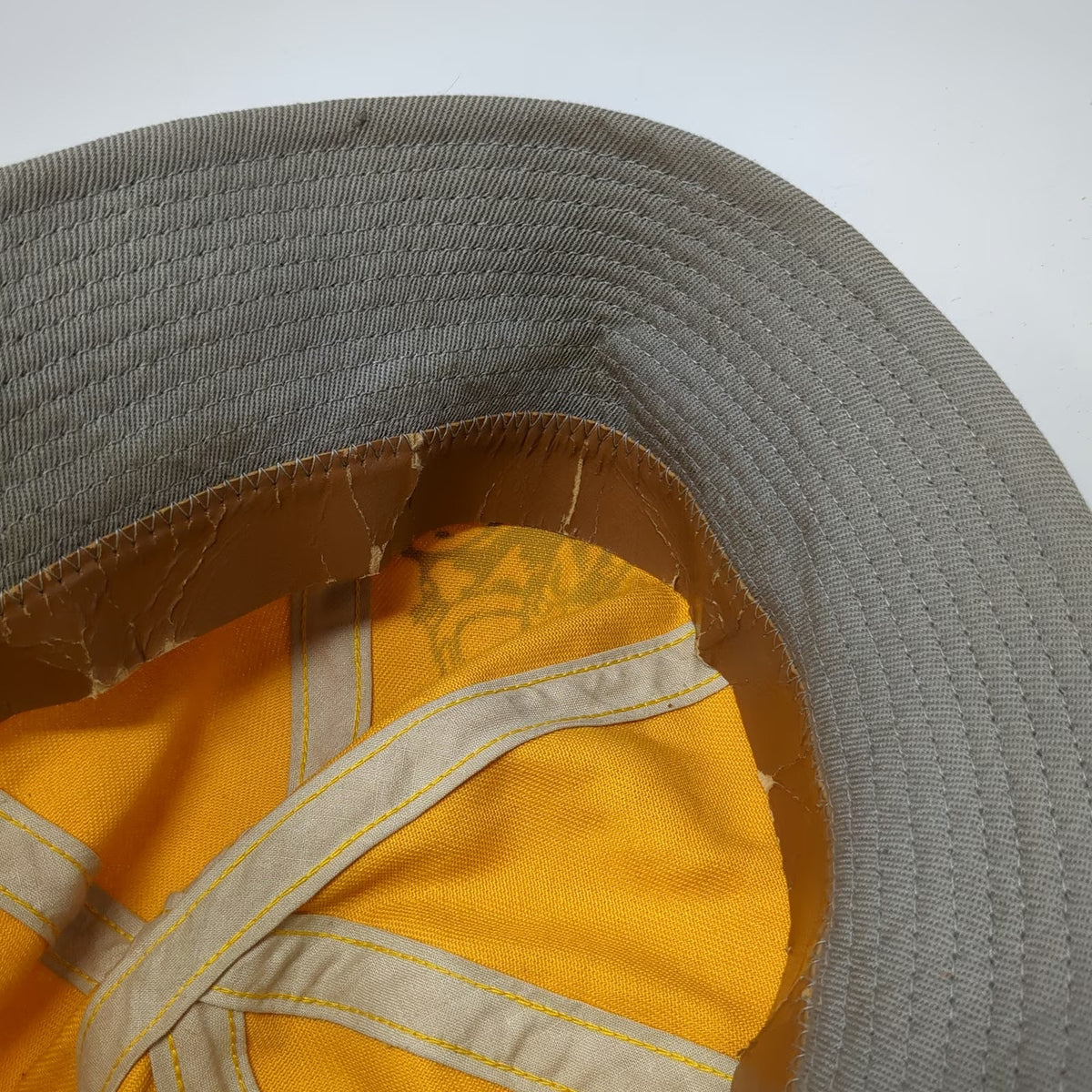 Yellow Bucket Hat M Gray Graphic Two Tone Cotton Twill Wide Brim Idaho Vandals