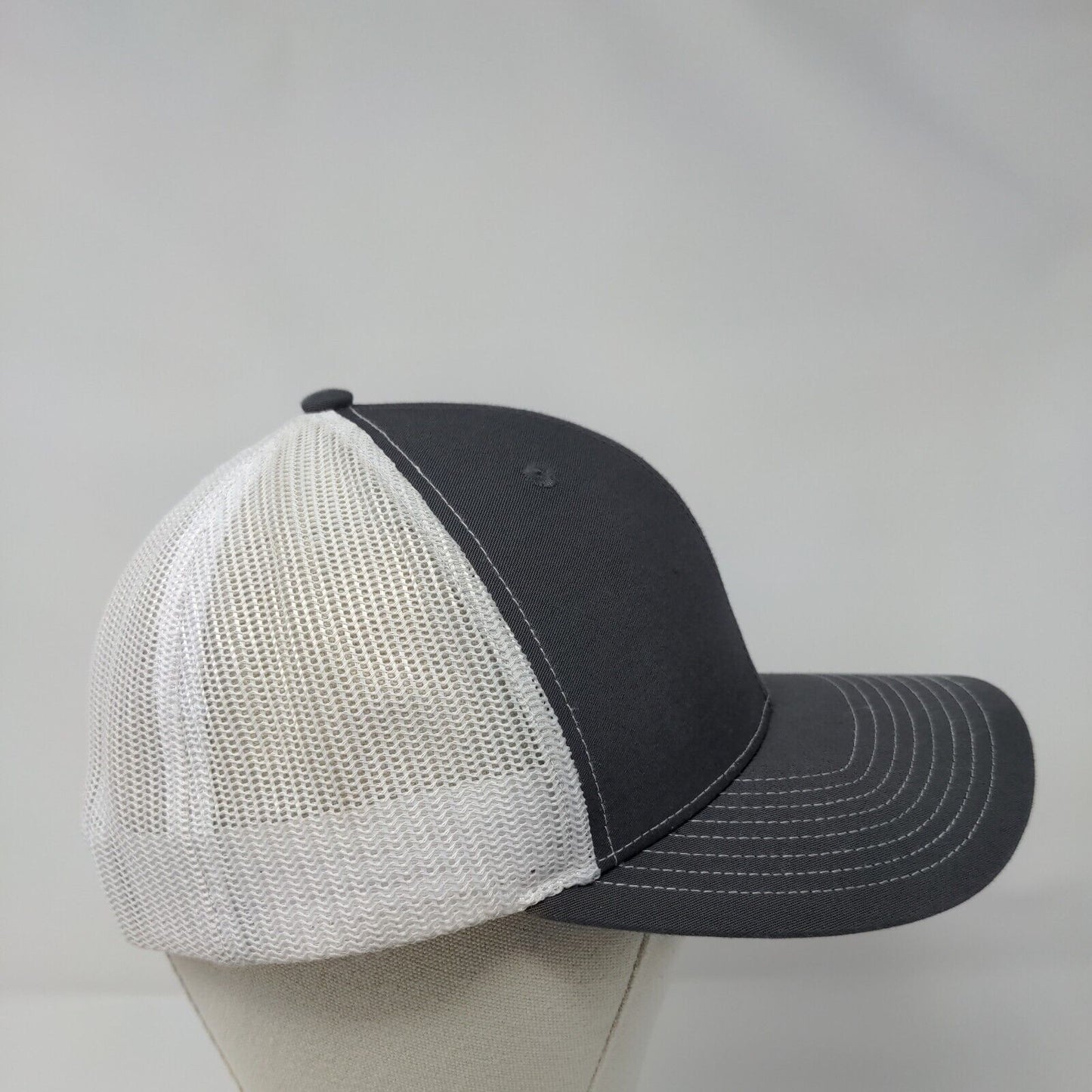 Richardson Snapback Trucker Hat Gray One Size Adjustable Embroidered Mesh Back