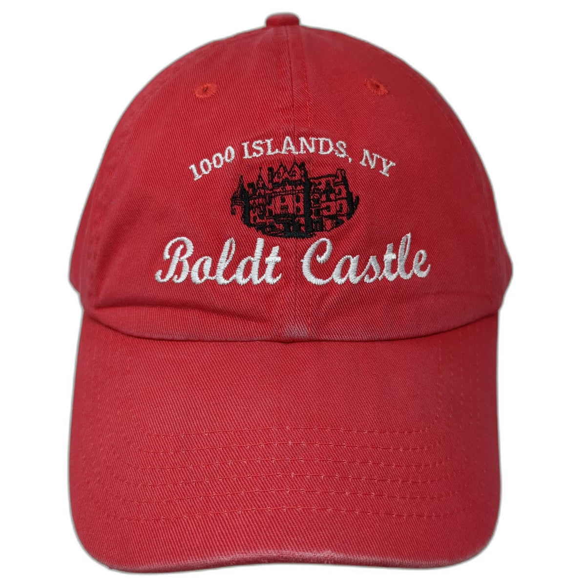 Red One Size Baseball Cap Hat 1000 Islands NY Boldt Castle Slideback Tourist