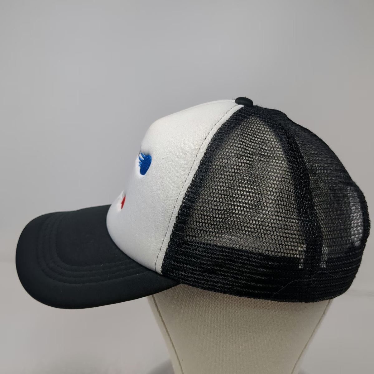 Trucker Hat Black White OSFM Street Fighter Hadouken Input Combo Graphic Mesh