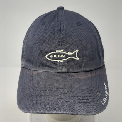 Fish Slideback Hat Blue One Size Adjustable Embroidered Life Is Good