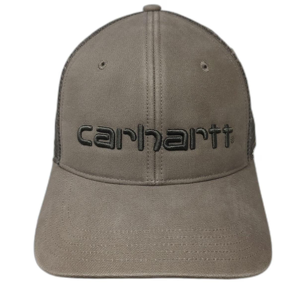 Carhartt Trucker Hat Brown One Size Mesh Snapback Embroidered Logo Workwear Cap