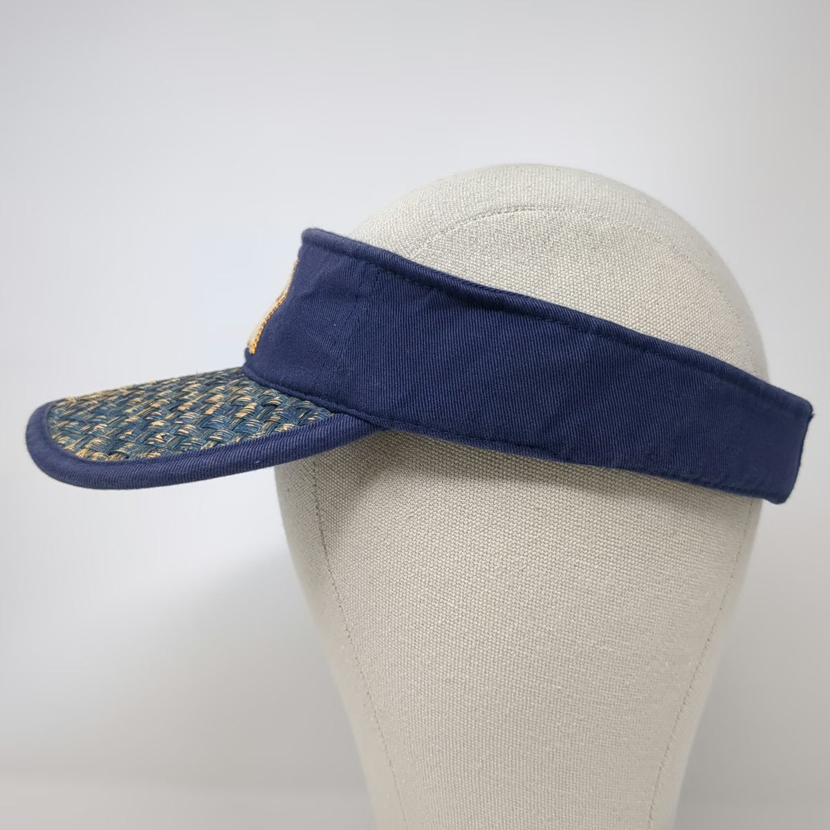 Margaritaville Visor Blue One Size Cancun Chill 1977 Woven Straw Brim Palm Hat