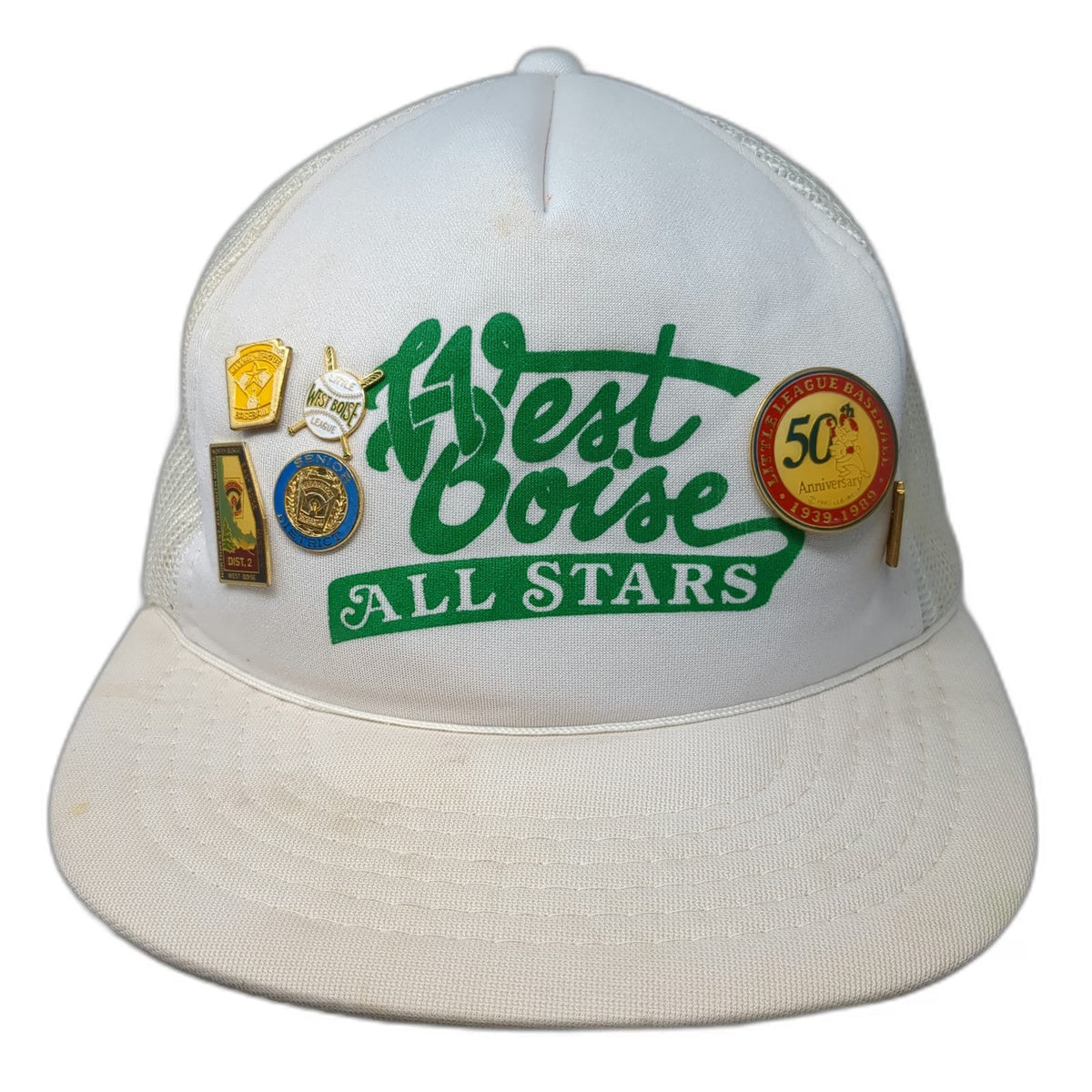 Yupoong Trucker Hat White One Size West Boise All Stars Baseball Pins Mesh