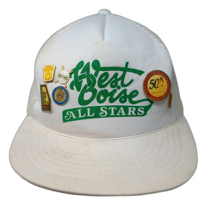 Yupoong Trucker Hat White One Size West Boise All Stars Baseball Pins Mesh