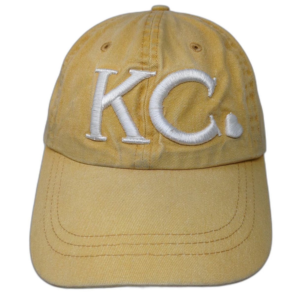Holloway Baseball Cap Yellow One Size KC Heart Embroidery Cotton Adjustable Hat