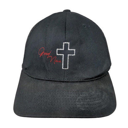 Good News Snapback Trucker Hat Black One Size Adjustable Mesh Back Yupoong