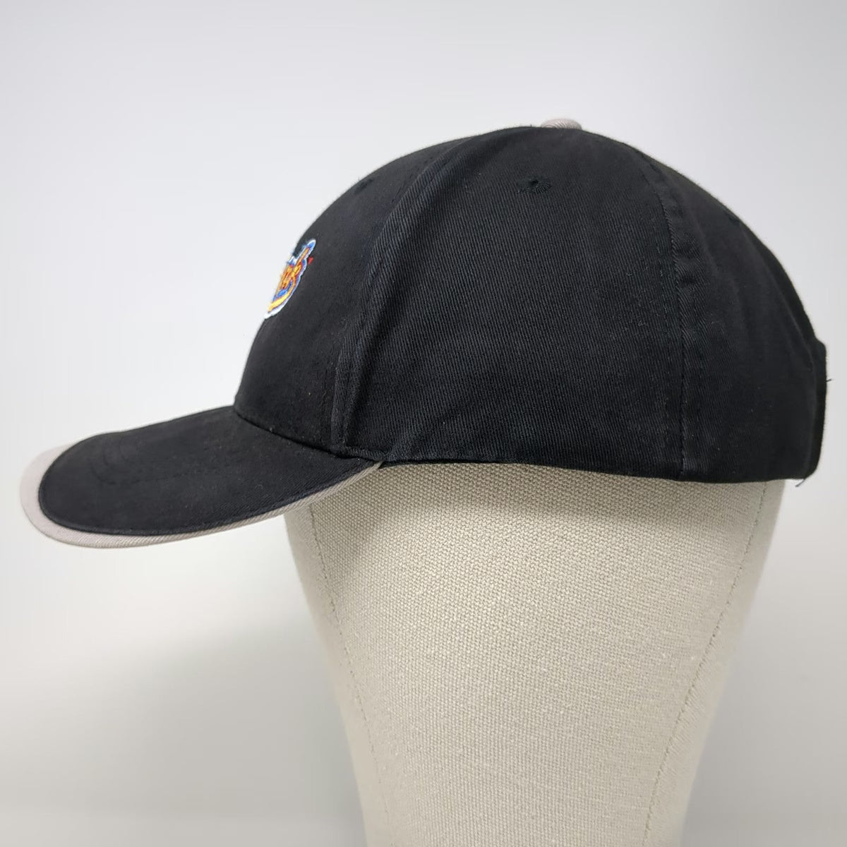 Ball Park Brand Hot Dog Logo Hat Black Baseball Cap One Size Strapback Gray Trim