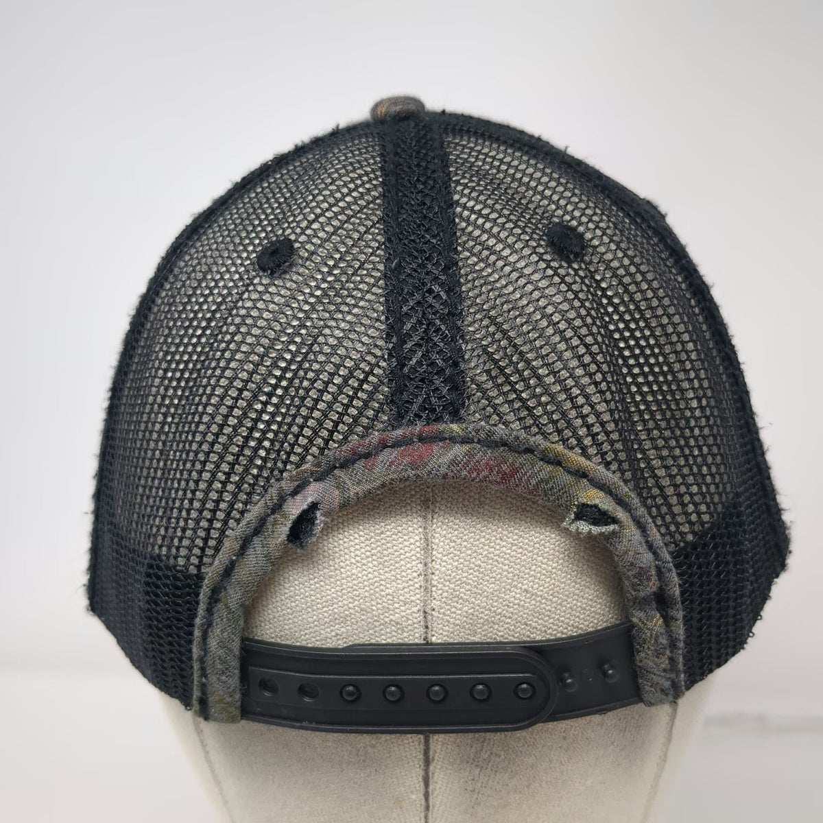 Affliction Trucker Hat Gray One Size Distressed Brim Camo USA Flag Snapback