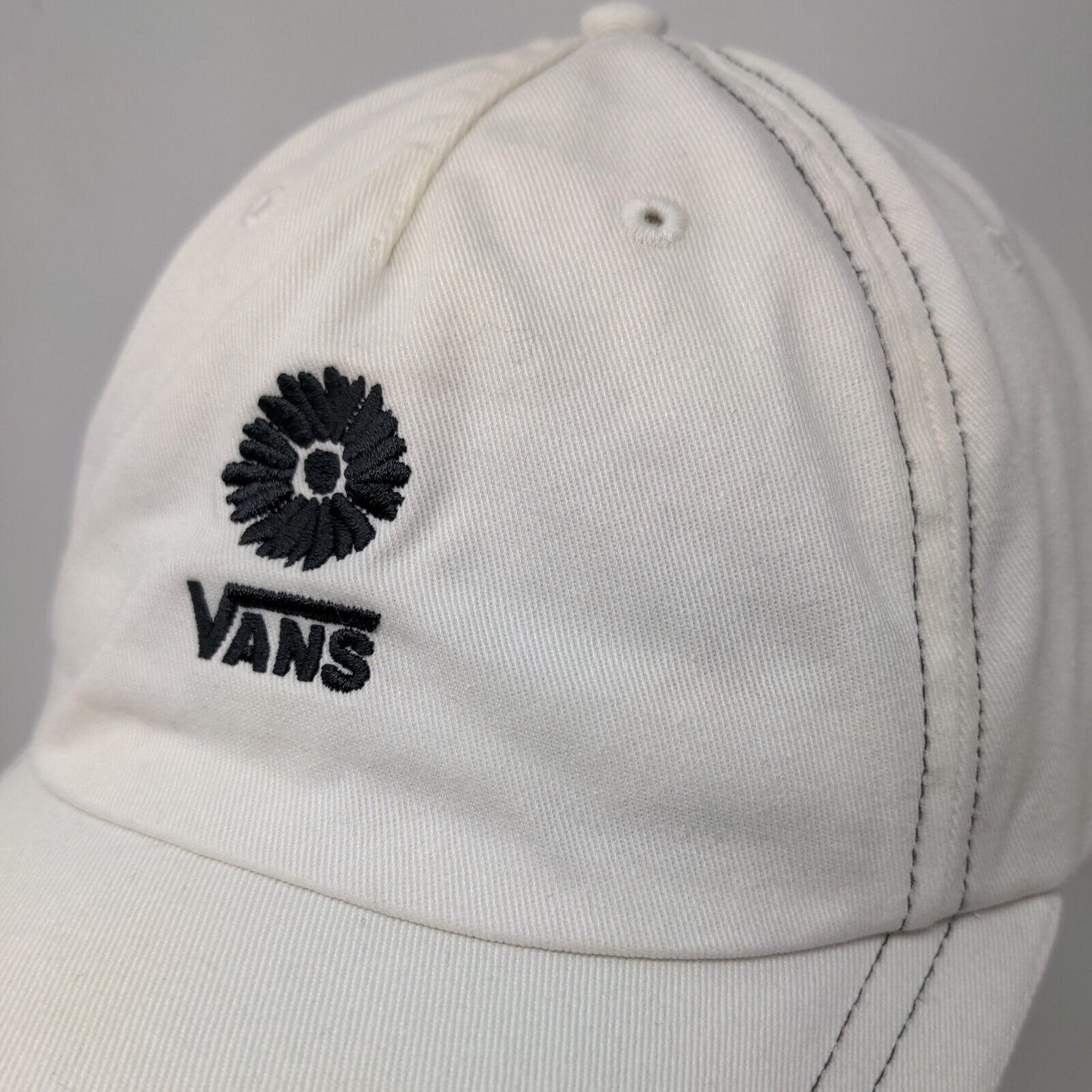 VANS Slideback Hat White One Size Adjustable Embroidered 6 Panel Cotton