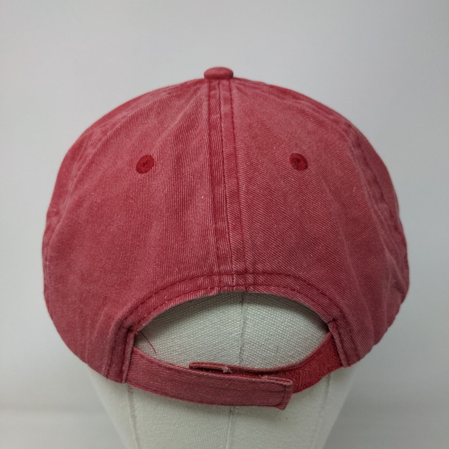 Unbranded Strapback Hat Red OSFM Adjustable Vented Holes 6 Panel Blank