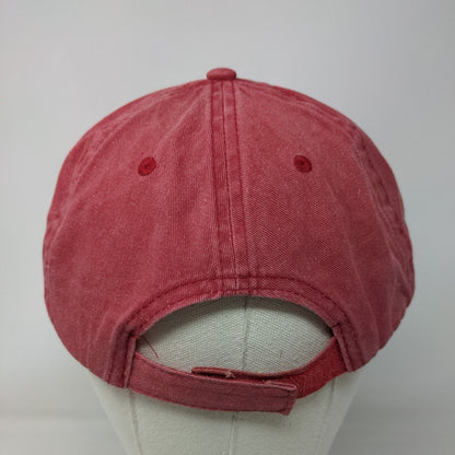 Unbranded Strapback Hat Red OSFM Adjustable Vented Holes 6 Panel Blank