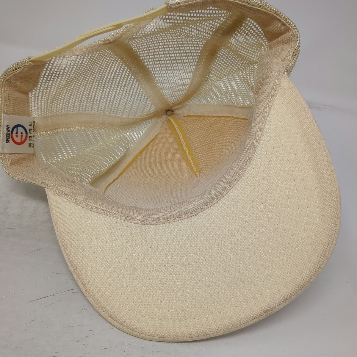Speedway Trucker Hat Beige One Size Mesh Back Snapback Money Graphic