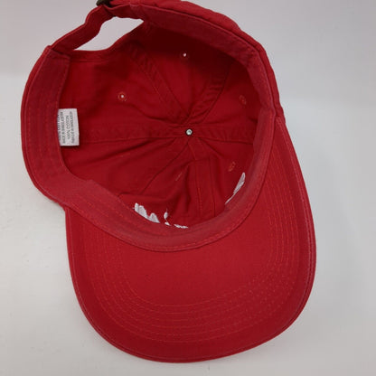 America Slideback Hat Red One Size Adjustable Embroidered Vented Holes 6 Panel