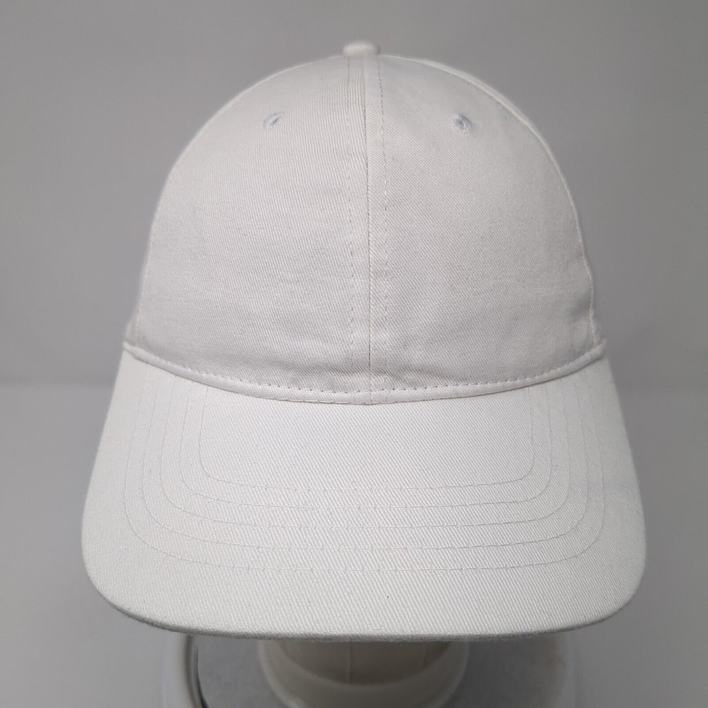 Unbranded Strapback Hat White One Size Adjustable Vented Holes 6 Panel Blank