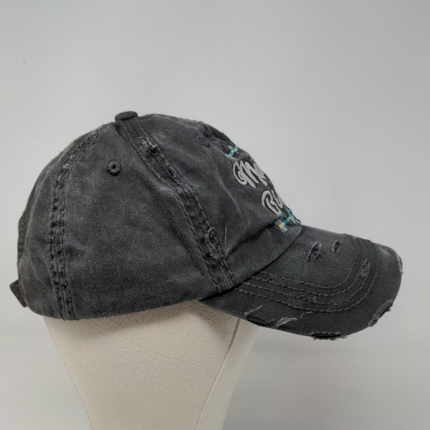 KB Ethos Women's Strapback Hat Gray Adjustable Embroidered Mama Bear Distressed