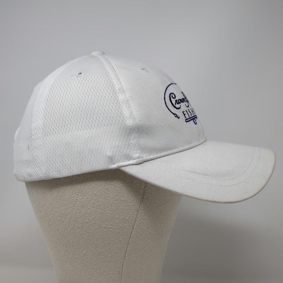 Crown Royal Baseball Cap White One Size Fishing Mesh Back Strapback Logo Hat