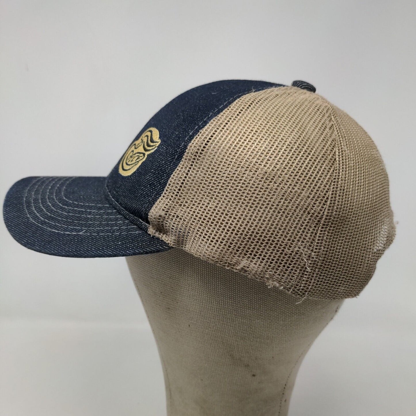 Panera Bread Men's Strapback Mesh Back Hat Blue Tan Employee Uniform Cap