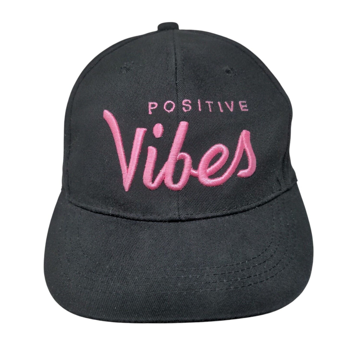 Positive Vibes Snapback Hat Black One Size Adjustable Embroidered 6 Panel Cotton