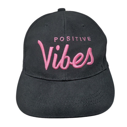 Positive Vibes Snapback Hat Black One Size Adjustable Embroidered 6 Panel Cotton