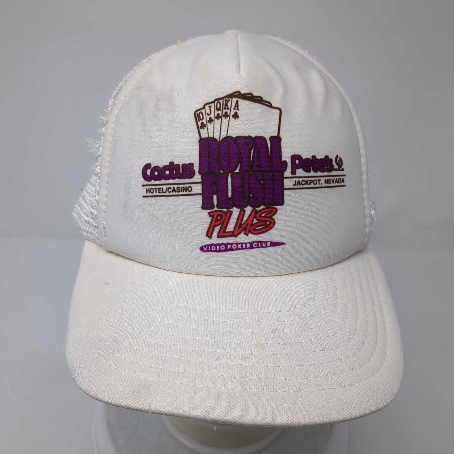Cactus Pete's Royal Flush Plus Snapback Trucker Hat White One Size