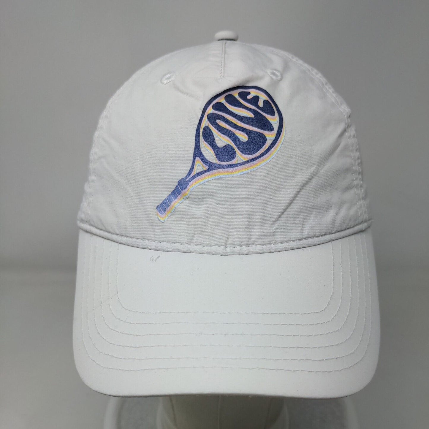 Love Strapback Hat White One Size Adjustable Graphic Print Vented Holes Nylon
