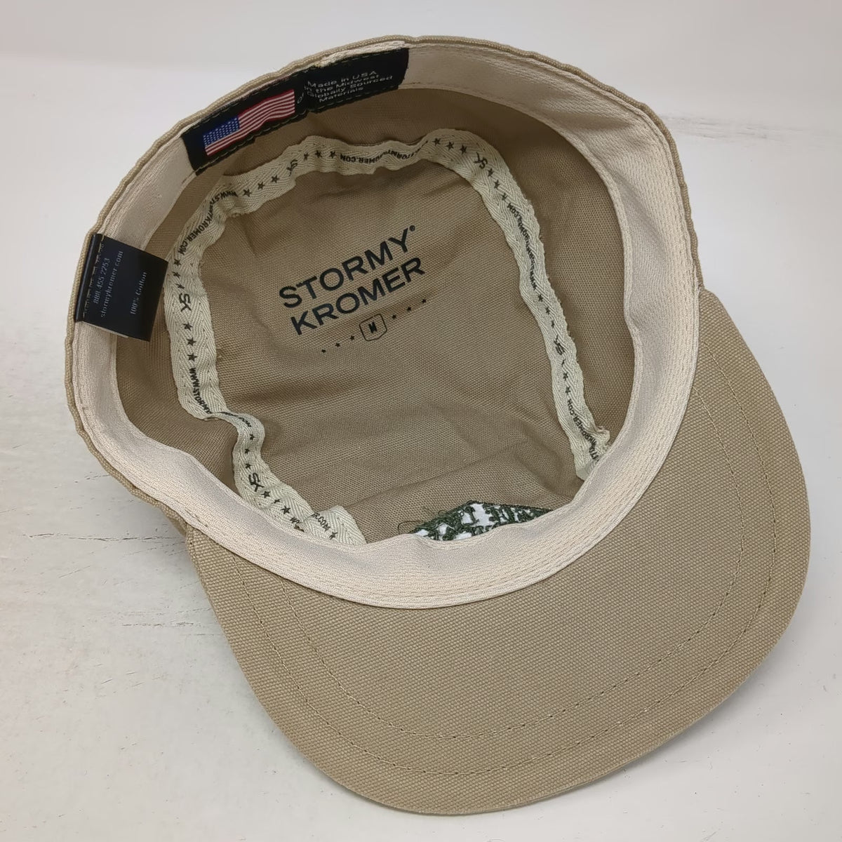 Stormy Kromer Baseball Cap Beige M Made in USA 5 Panel Embroidered Cotton Hat