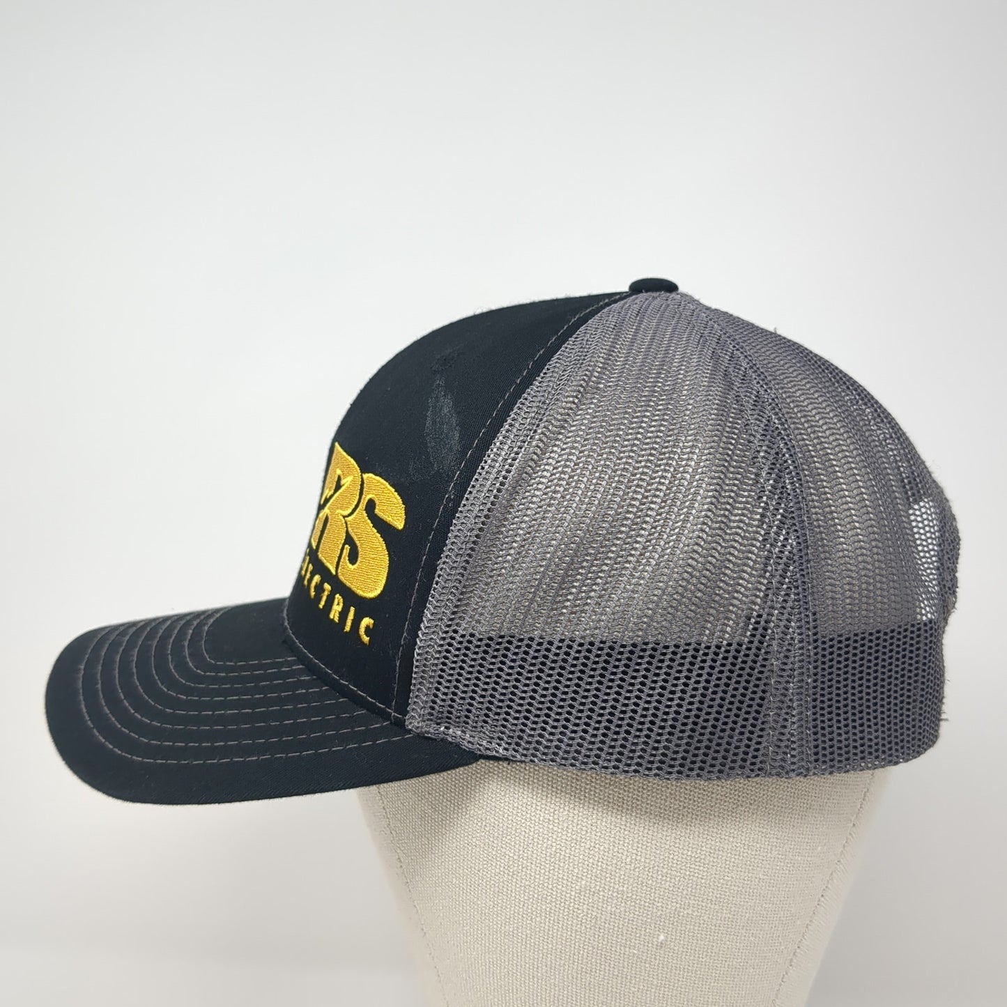 RS Electric Snapback Trucker Hat Black One Size Adjustable Mesh Back Richardson