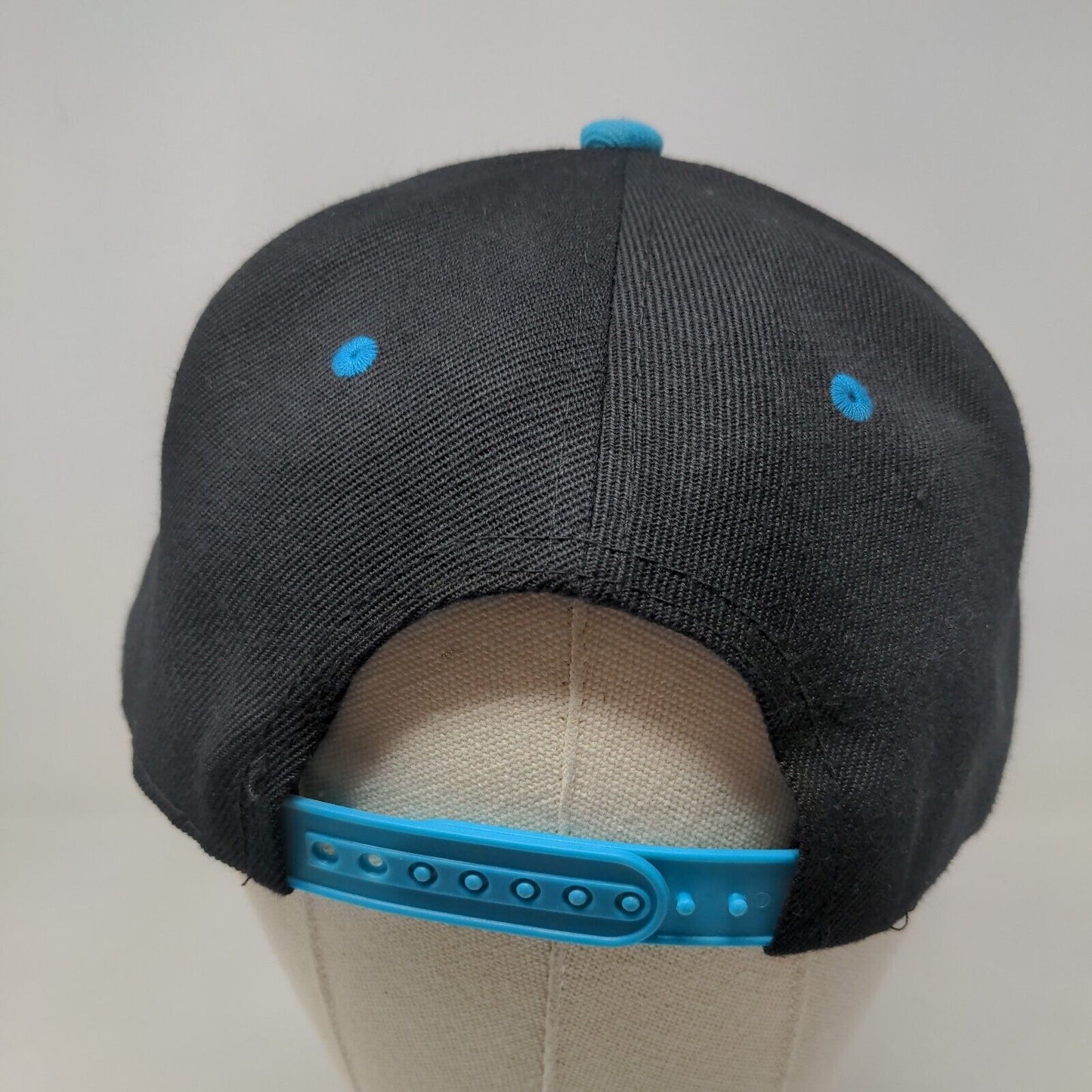 Premium Men's Snapback Hat Black Blue Embroidered Southside Devil Logo